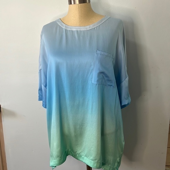 Badgley Mischka Hombre Short Sleeve Silk Tunic Size 1X - Picture 1 of 6